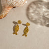 Wholesale Women's Geometric Pattern Stainless Steel Vacuum Real Gold Plated Earrings