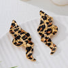Wholesale Women's Geometric Patterned Alloy Electroplated Stainless Steel Earrings With Leopard Print