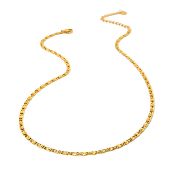Wholesale Women's Geometric Patterned Stainless Steel Gold Plated Bracelet And Necklace Jewelry