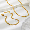Wholesale Women's Geometric Patterned Stainless Steel Gold Plated Bracelet And Necklace Jewelry