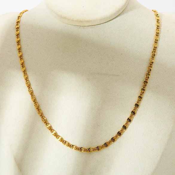 Wholesale Women's Geometric Patterned Stainless Steel Gold Plated Bracelet And Necklace Jewelry