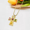 Wholesale Women's Geometric Patterned Titanium Steel And String Of Pearls Necklace With Hammered And Polished Design
