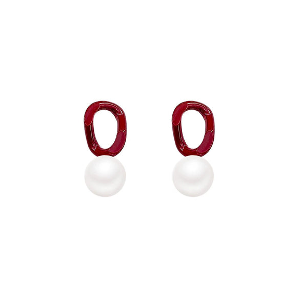 Wholesale Women's Geometric Pearl Alloy Earrings With Electroplating Design
