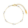 Wholesale Women's Geometric Pearl Bracelet With Starry Pattern 18K Gold Electroplated String Material