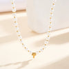 Wholesale Women's Geometric Pearl Choker Necklace With Electroplated Calendering Chain
