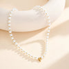 Wholesale Women's Geometric Pearl Choker Necklace With Electroplated Calendering Chain