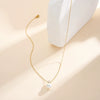 Wholesale Women's Geometric Pearl Diamondencrusted Pendant Electroplated Calendering Chain Necklace