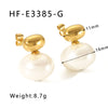 Wholesale Women's Geometric Pearl Earrings Stainless Steel 18K Gold Plated With Geometric Design