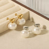 Wholesale Women's Geometric Pearl Earrings Stainless Steel 18K Gold Plated With Geometric Design