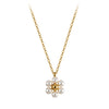 Wholesale Women's Geometric Pearl Flower Necklace 18K Gold Plated Handmade Pendant With Calendering Chain