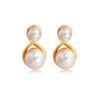 Wholesale Women's Geometric Pearl Goldplated Stainless Steel Earrings Light Luxury Design