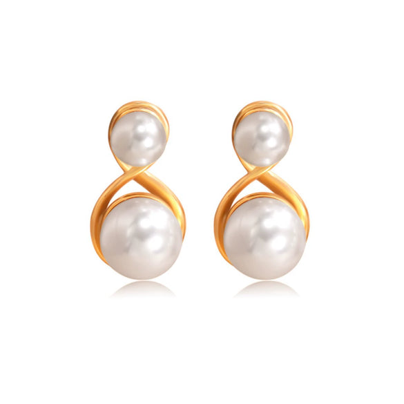 Wholesale Women's Geometric Pearl Goldplated Stainless Steel Earrings Light Luxury Design