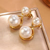 Wholesale Women's Geometric Pearl Goldplated Stainless Steel Earrings Light Luxury Design