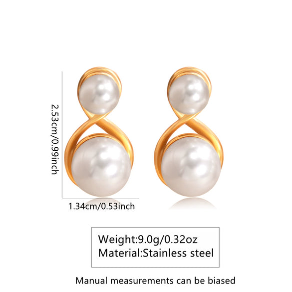 Wholesale Women's Geometric Pearl Goldplated Stainless Steel Earrings Light Luxury Design