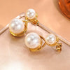 Wholesale Women's Geometric Pearl Goldplated Stainless Steel Earrings Light Luxury Design