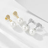 Wholesale Women's Geometric Pearl Inlaid S925 Sterling Silver Stud Earrings