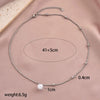 Wholesale Women's Geometric Pearl Pendant Stainless Steel 14K Electroplated Necklace