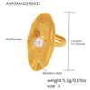 Wholesale Women's Geometric Pearl Stainless Steel And Shell Beads Electroplated Open Design Ring