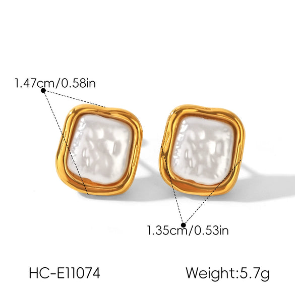 Wholesale Women's Geometric Pearl Stainless Steel Gold Plated Earrings With Minimalist Ins Style