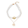 Wholesale Women's Geometric Pearl Sun Pendant Doublelayer Necklace Made Of Alloy With Electroplating