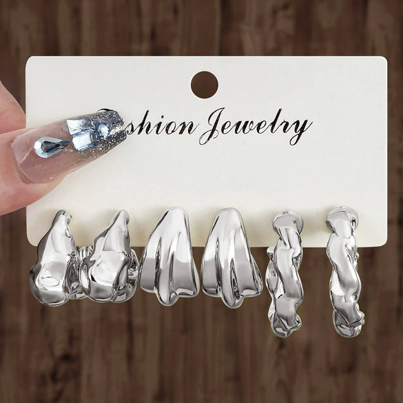 Wholesale Women's Geometric Plastic And Resin Water Drop And Cshaped Earrings With Electroplating Treatment