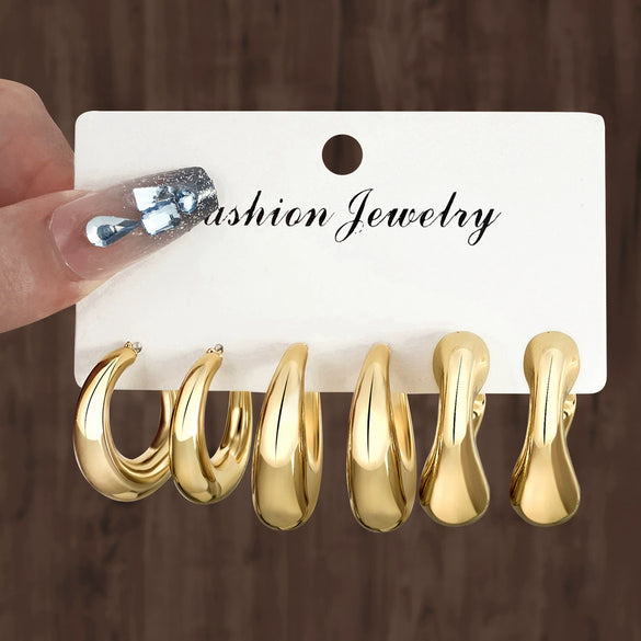 Wholesale Women's Geometric Plastic And Resin Water Drop And Cshaped Earrings With Electroplating Treatment