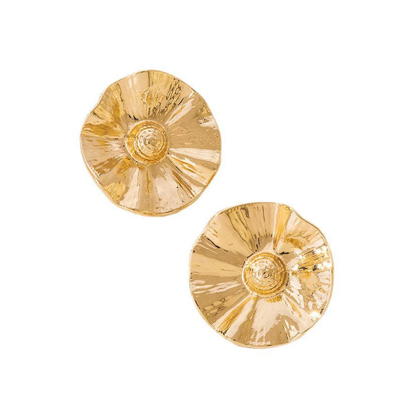 Wholesale Women's Geometric Pleated Electroplated Alloy Earrings With Versatile Style