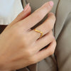 Wholesale Women's Geometric Pointed Hollow 316L Stainless Steel Ring Gold Plated