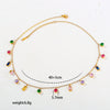 Wholesale Women's Geometric Rainbowcolored Zircon Tassel Pendant Stainless Steel Cross Chain Necklace With Electroplating