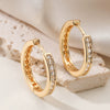 Wholesale Women's Geometric Real Gold Electroplated Copper Inlaid Zircon Earrings