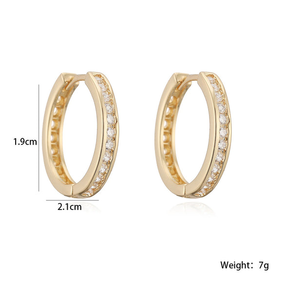 Wholesale Women's Geometric Real Gold Electroplated Copper Inlaid Zircon Earrings