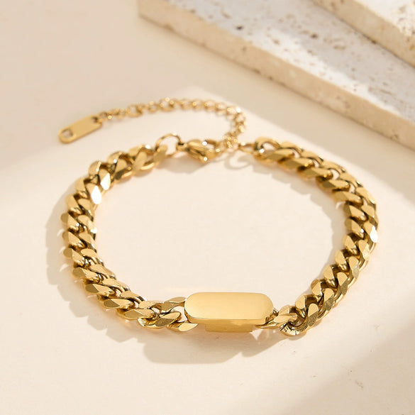 Wholesale Women's Geometric Real Gold Plated Stainless Steel Bracelet Fashion Jewelry With Original Design