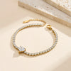 Wholesale Women's Geometric Real Gold Plated Stainless Steel Heart Bracelet Luxury Jewelry