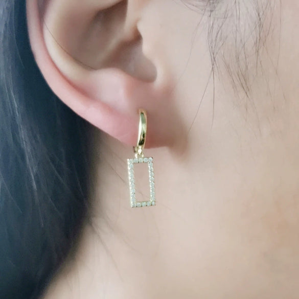Wholesale Women's Geometric Rectangular Earrings S925 Silver Needle Copper Electroplated Simple Fashion Trendy