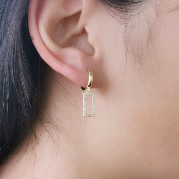 Wholesale Women's Geometric Rectangular Earrings S925 Silver Needle Copper Electroplated Simple Fashion Trendy