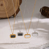 Wholesale Women's Geometric Rectangular Oil Drop Sweater Chain Necklace 18K Real Gold Plated Stainless Steel Jewelry Light Luxury Style