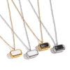 Wholesale Women's Geometric Rectangular Oil Drop Sweater Chain Necklace 18K Real Gold Plated Stainless Steel Jewelry Light Luxury Style
