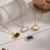 Wholesale Women's Geometric Rectangular Oil Drop Sweater Chain Necklace 18K Real Gold Plated Stainless Steel Jewelry Light Luxury Style