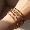 Wholesale Women's Geometric Red Diamond Embellished Gold Electroplated Stainless Steel Chain Bracelet