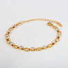 Wholesale Women's Geometric Red Diamond Embellished Gold Electroplated Stainless Steel Chain Bracelet
