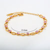 Wholesale Women's Geometric Red Diamond Embellished Gold Electroplated Stainless Steel Chain Bracelet
