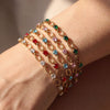 Wholesale Women's Geometric Red Diamond Embellished Gold Electroplated Stainless Steel Chain Bracelet