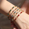 Wholesale Women's Geometric Red Diamond Embellished Gold Electroplated Stainless Steel Chain Bracelet
