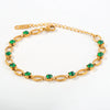 Wholesale Women's Geometric Red Diamond Embellished Gold Electroplated Stainless Steel Chain Bracelet