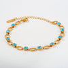 Wholesale Women's Geometric Red Diamond Embellished Gold Electroplated Stainless Steel Chain Bracelet