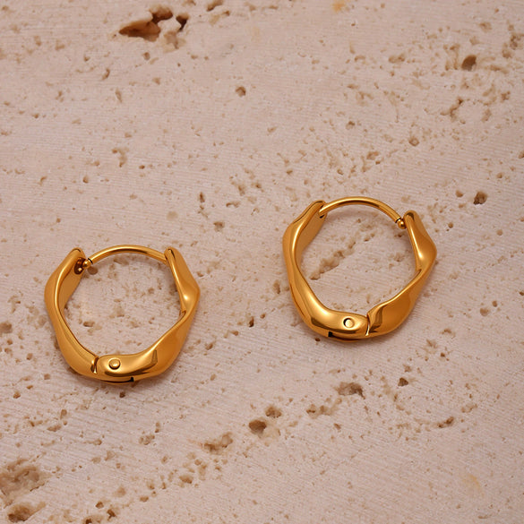 Wholesale Women's Geometric Retro Cool Style Electroplated Stainless Steel Ferris Wheel Twist Earrings