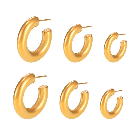 Wholesale Women's Geometric Retro Stainless Steel Electroplated Cshaped Earrings