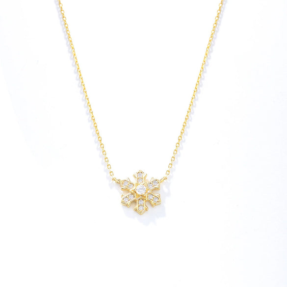 Wholesale Women's Geometric Rhinestone Inlaid 925 Sterling Silver Snowflake Pendant Necklace With Cross Chain Ins Style