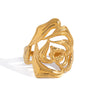 Wholesale Women's Geometric Rose Flower Ring Stainless Steel Vacuum Real Gold Plated Jewelry