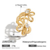 Wholesale Women's Geometric Rose Flower Ring Stainless Steel Vacuum Real Gold Plated Jewelry